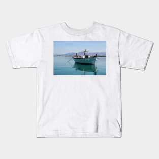 Greek white boat. Kids T-Shirt